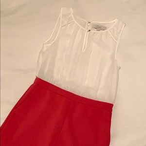 Ann Taylor LOFT white & bright pink dress